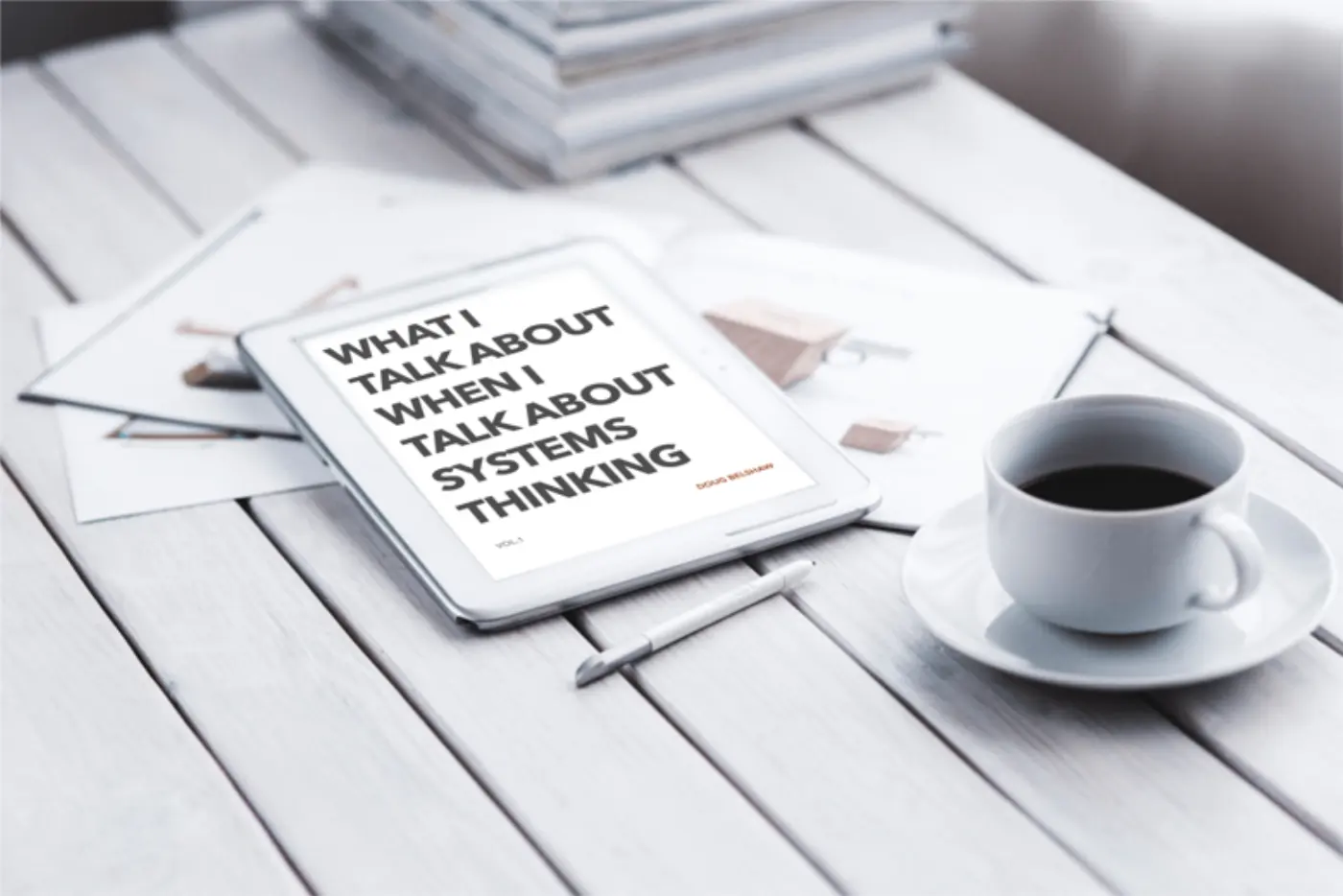Marketing image for ebook entitled 'What I Talk About When I Talk About Systems Thinking' by Doug Belshaw