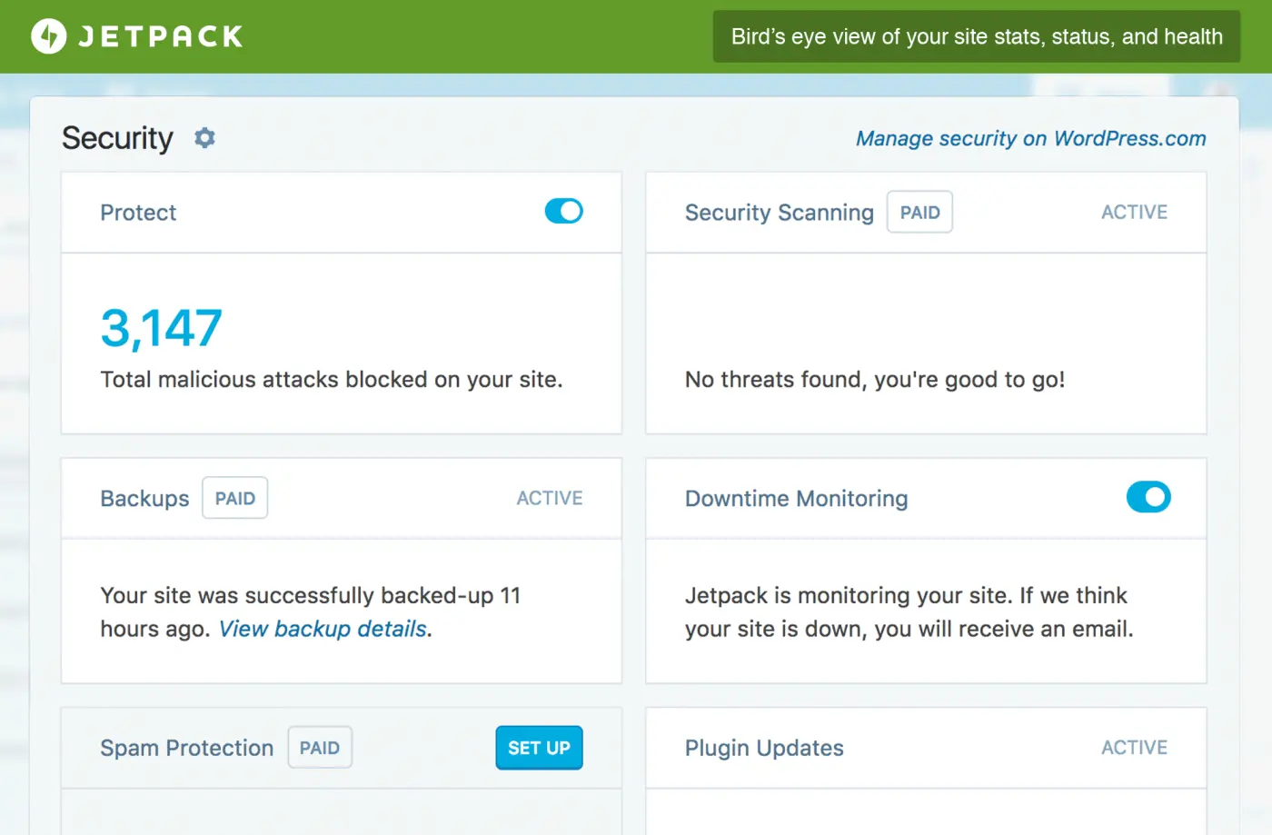 Jetpack dashboard