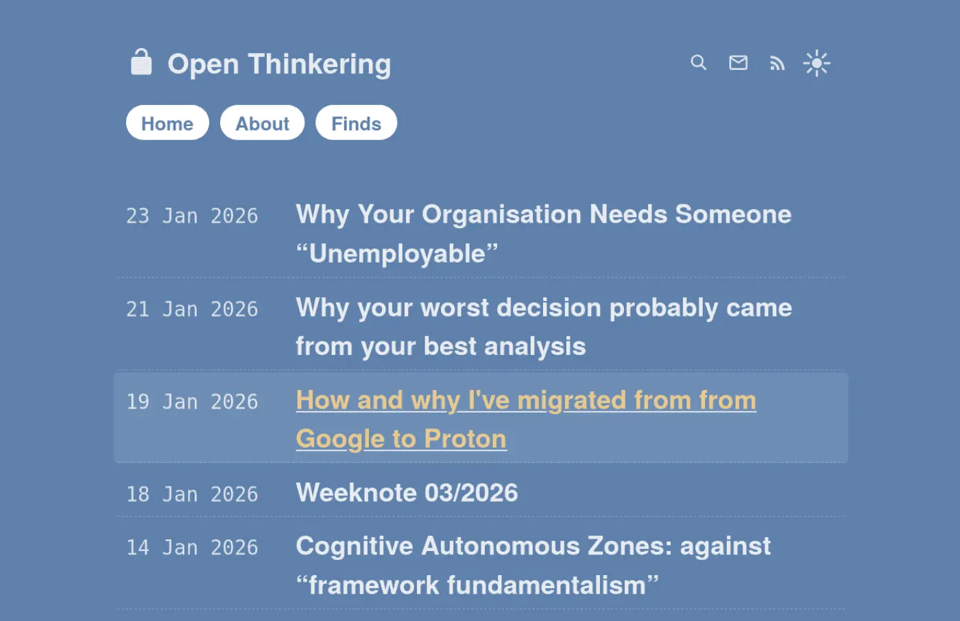 Screenshot of Open Thinkering with updated theme