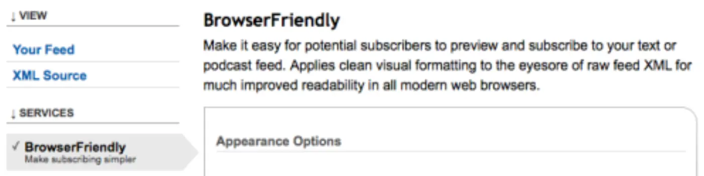 Feedburner - BrowserFriendly option