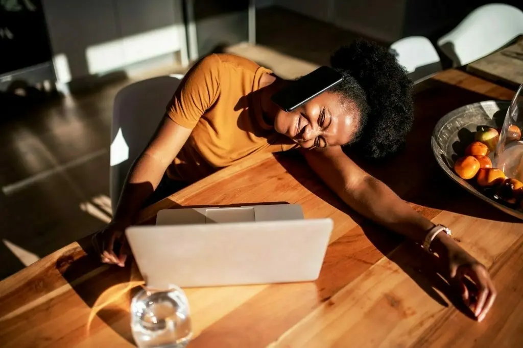 Woman working at a laptop