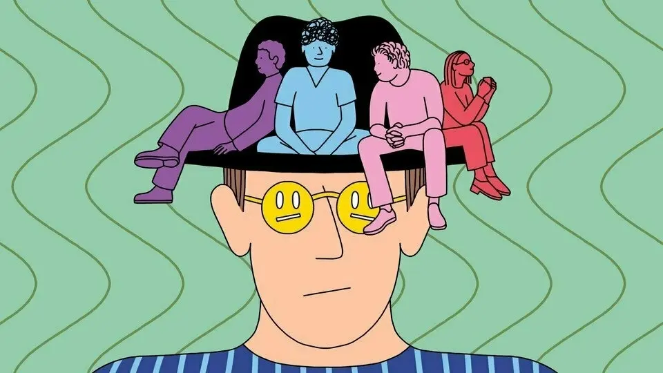 people sitting on a person's hat