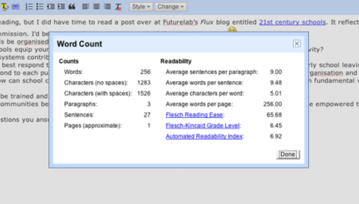 Google Docs word count