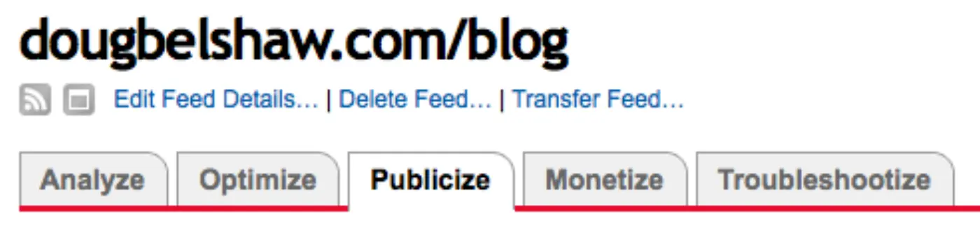 Feedburner - Publicize tab