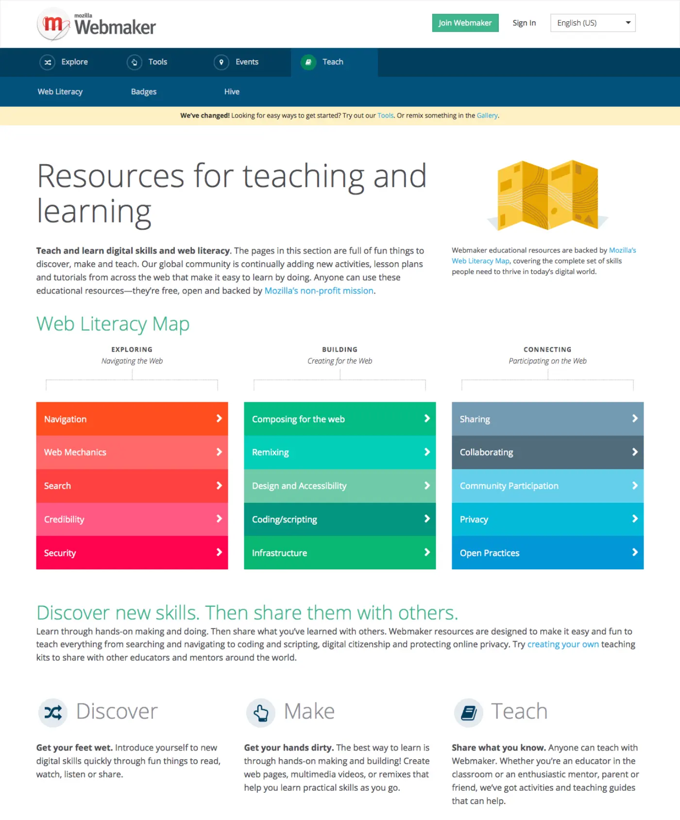 Webmaker Resources section