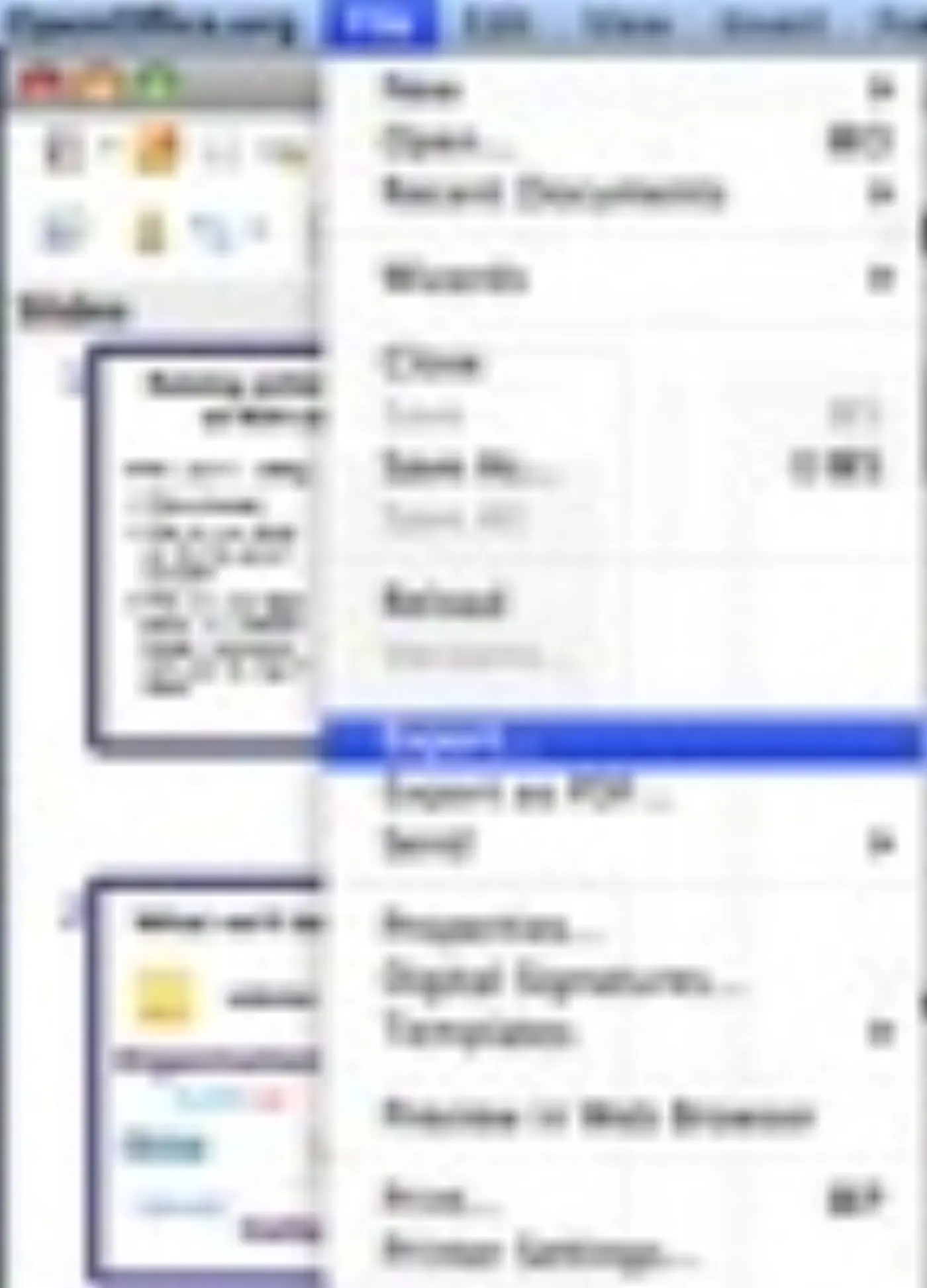 OpenOffice.org - Export