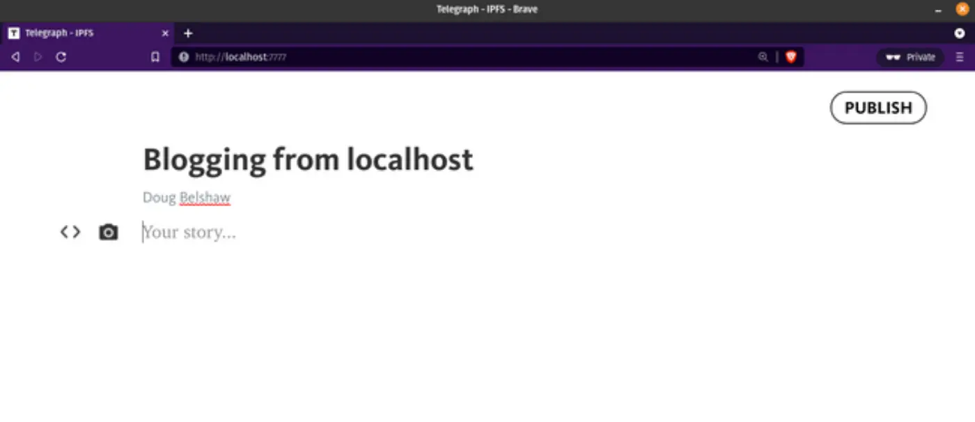 Screenshot of browser showing localhost:7777 in URL bar and compose window
